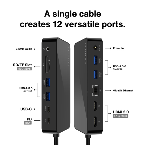 iVANKY FusionDock 1 MacBook Pro Docking Station with 150W Power Adapter, 12-in-2 Dual 4K@60Hz Monitor Dock for MacBook M1/M2/M3 Pro/Max Display Dock