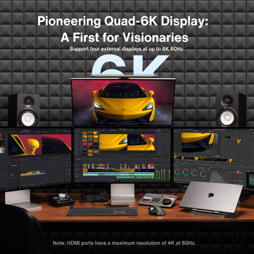 iVANKY FusionDock Max 1 Compatible with Thunderbolt 4, 20-in-1 Quad 6K@60Hz Monitor Docking Station, 40Gbps Dock for Mac M1/M2/M3 Pro/Max, 2HDMI 2.0,