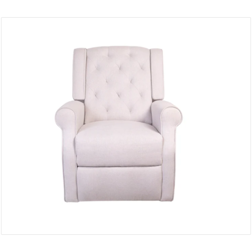 L'il Angels Hayley Nursery Glider, Cozy Comfort with Tufted Backrest and Smooth Recline - Sand