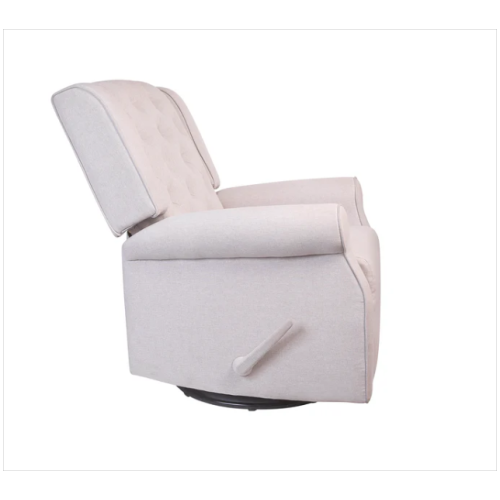 L'il Angels Hayley Nursery Glider, Cozy Comfort with Tufted Backrest and Smooth Recline - Sand