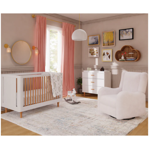 Fauteuil coulissant motorisé Alice Nursery de l'il Angels, confortable avec pivot, glissement silencieux et chargement USB - Beige Sherpa