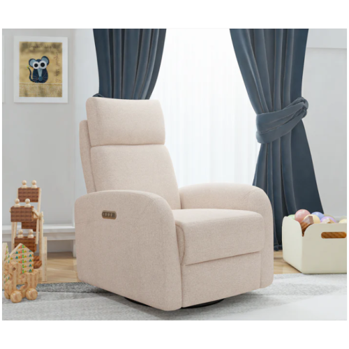 L'il Angels Serena Triple Power Glider, Fully Adjustable Recliner with Headrest, Lumbar Support, and USB Charging- Sand