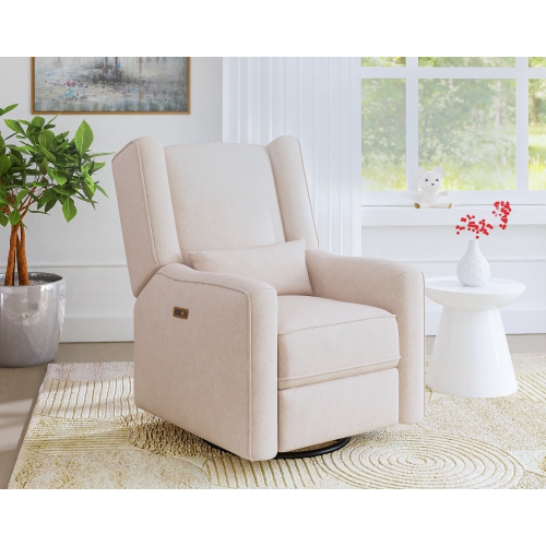 Fauteuil coulissant motorisé Contour Pedic de l'il Angels, fauteuil inclinable à oreilles, pivotant/chargement USB et moelleux pour chambre de bébé -