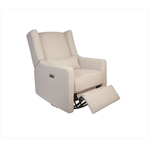 Fauteuil coulissant motorisé Contour Pedic de l'il Angels, fauteuil inclinable à oreilles, pivotant/chargement USB et moelleux pour chambre de bébé -