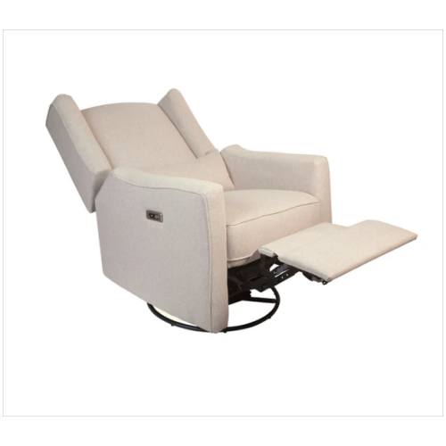 Fauteuil coulissant motorisé Contour Pedic de l'il Angels, fauteuil inclinable à oreilles, pivotant/chargement USB et moelleux pour chambre de bébé -