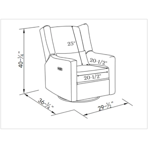 Fauteuil coulissant motorisé Contour Pedic de l'il Angels, fauteuil inclinable à oreilles, pivotant/chargement USB et moelleux pour chambre de bébé -