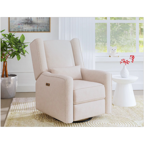 Fauteuil coulissant motorisé Contour Pedic de l'il Angels, fauteuil inclinable à oreilles, pivotant/chargement USB et moelleux pour chambre de bébé -