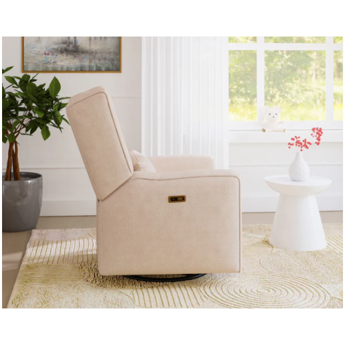 Fauteuil coulissant motorisé Contour Pedic de l'il Angels, fauteuil inclinable à oreilles, pivotant/chargement USB et moelleux pour chambre de bébé -
