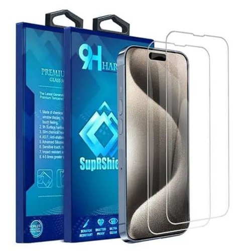 Protecteur d'écran en verre trempé antireflet Supershield pour iPhone 16 - Paquet de 2