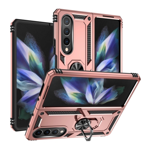 [CS] Étui rigide magnétique hybride avec support à anneau pour Samsung Galaxy Z Fold 6 5G, rose doré