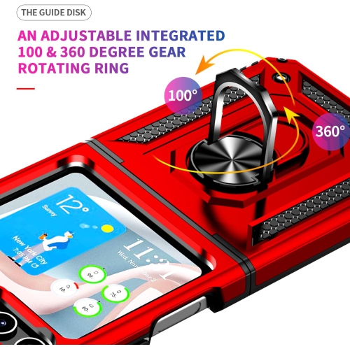 [CS] Étui rigide magnétique hybride avec support à anneau pour Samsung Galaxy Z Flip 6 5G, rouge