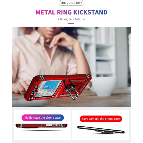 [CS] Étui rigide magnétique hybride avec support à anneau pour Samsung Galaxy Z Flip 6 5G, rouge