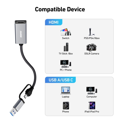 BENFEI Video/Audio Capture Card supporting Full HD 1080P 60FPS