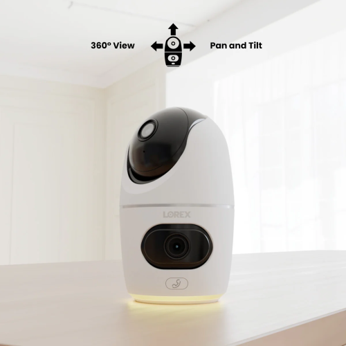 Lorex 2K Dual Lens Indoor Wi-Fi Security Camera | Auto-Tracking | 360° Pan-Tilt | Person & Pet Detection | IR Night Vision | 2-Way Talk | Cloud &