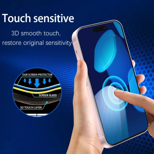 Paquet de 3 protecteurs d'écran en verre trempé pour 16/15/15 Pro de iPhone [6,1 po] – Protection dynamique pour les capteurs et les îlots,