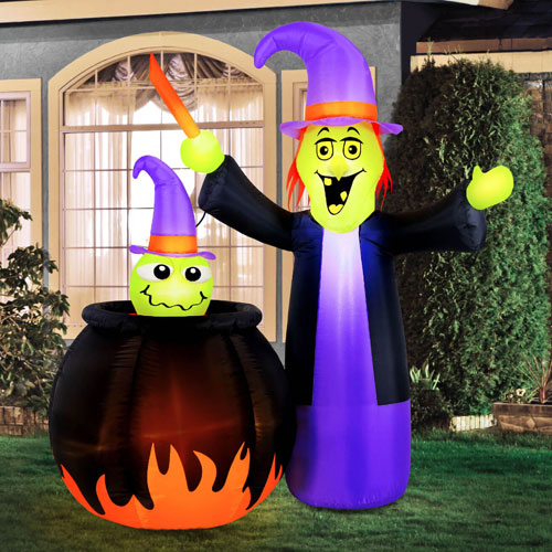 Occasions Halloween 1.52m Inflatable Animated Witch with Cauldron