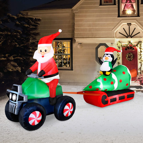 Occasions Christmas 3.66m Inflatable Santa ATV Pulling Tree