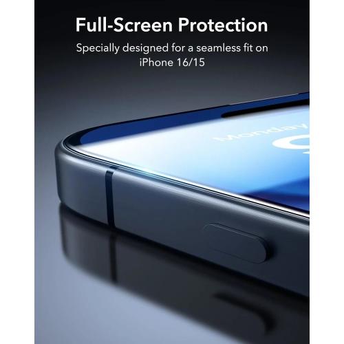 3 protecteurs d'écran en verre trempé pour iPhone 16 Pro [6,3 po] – dureté 9H, couverture complète, installation facile, sans bulles