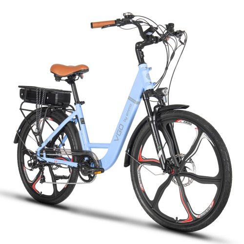 EMMO Vgo E Bike - Step-Thru Electric Bicycle - 48V 500W - Blue - 110km Long Range - Hydraulic Brakes - Color Display w/ Navigation