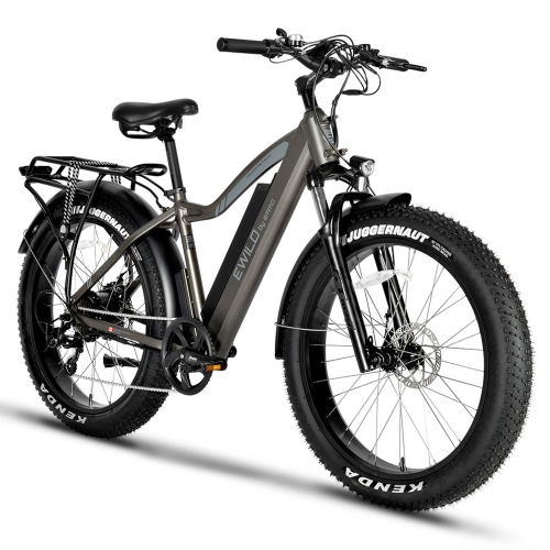 EMMO EWild Fat Tire eBike, Electric Bicycle Scooter 750W 48V Removable Lithium - Grey - Front Suspension Digital Display