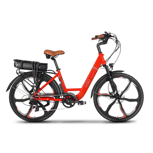 EMMO Vgo E Bike - Step-Thru Electric Bicycle - 48V 500W - Red - 110km Long Range - Hydraulic Brakes - Color Display w/ Navigation