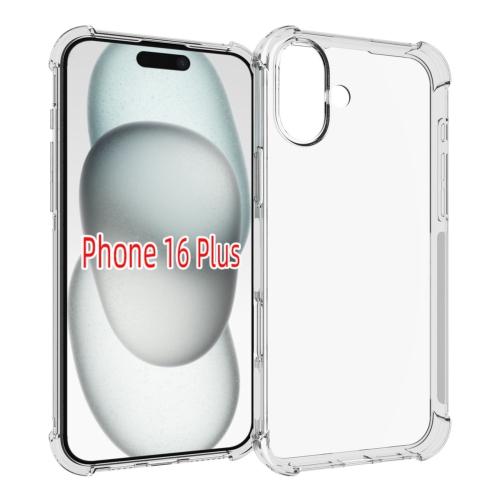 [CS] Thin TPU Bumper Soft Case Back Cover for iPhone 16 Plus, Clear