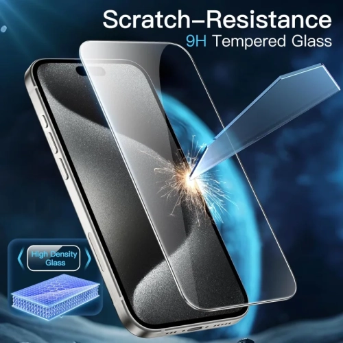 Paquet de 3 protecteurs d'écran iPhone 16 Pro Max [6,9 po] : verre trempé, cadre d'installation, îlot dynamique et étui