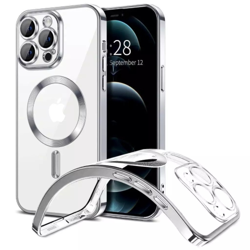 [CS] Hybrid TPU Magnetic MagSafe Case Back Cover for iPhone 16 Pro Max, Silver