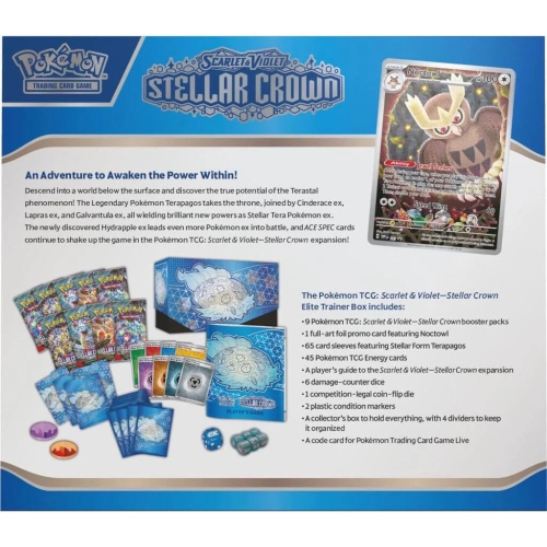 Pokemon USA Pokemon Trading Card Game: Scarlet & Violet Stellar Crown Elite Trainer Box 9 packs & accessories