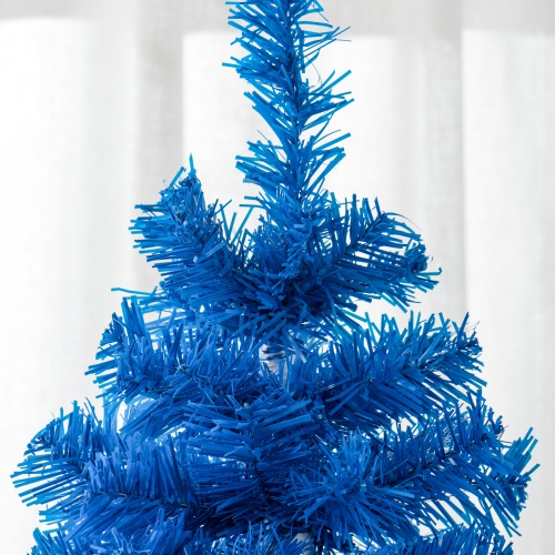 HOMCOM 6FT Artificial Christmas Tree Holiday Xmas Holiday Pencil Tree Decoration with Automatic Open for Home Party, Blue