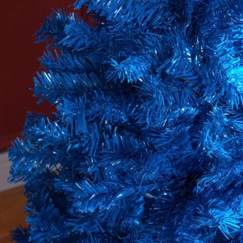 HOMCOM 6FT Artificial Christmas Tree Holiday Xmas Holiday Pencil Tree Decoration with Automatic Open for Home Party, Blue