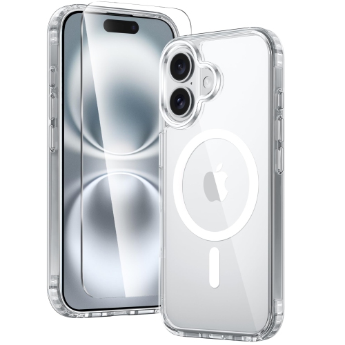 iPhone 16 Case: Clear Magnetic Military Grade Drop Protection Anti Yellowing Slim Case - Rugged Shockproof Protective Transparent Cell Phone