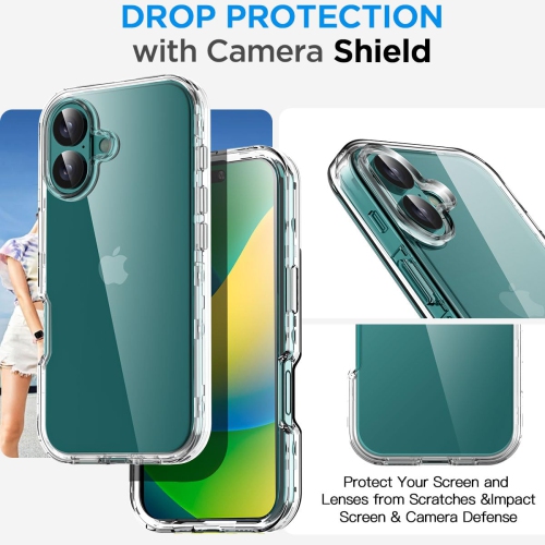 iPhone 16 Case Clear, Rugged Heavy Duty Protective Shockproof Drop Tough Transparent Cell Phone Cover