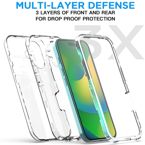 iPhone 16 Case Clear, Rugged Heavy Duty Protective Shockproof Drop Tough Transparent Cell Phone Cover