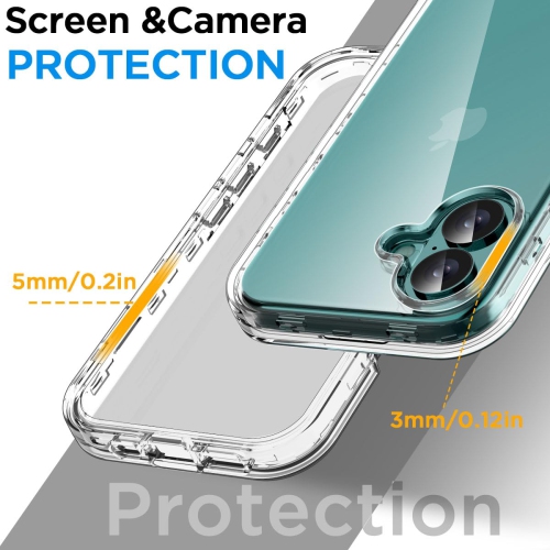 iPhone 16 Case Clear, Rugged Heavy Duty Protective Shockproof Drop Tough Transparent Cell Phone Cover