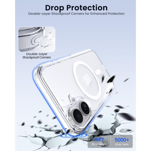 iPhone 16 Case Magnetic, Compatible with MagSafe Yellowing-Resistant Slim Cover,Upgraded 2-Layer Air-Buffer Corners Shockproof Phone Case Magnetic