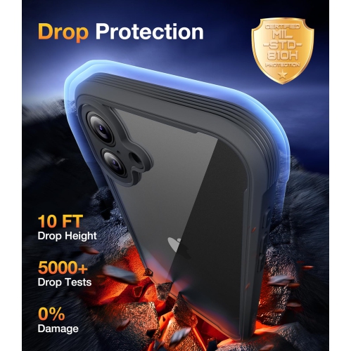 iPhone 16 Case, Full Camera Protection Full Body Rugged Case with Built-in Touch Sensitive Anti-Scratch Screen Protector for iPone 16 case 6.1"(Black)