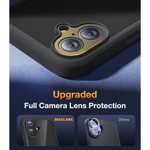 iPhone 16 Case, Full Camera Protection Full Body Rugged Case with Built-in Touch Sensitive Anti-Scratch Screen Protector for iPone 16 case 6.1"(Black)