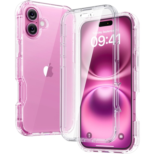 Designed for iPhone 16 Case, Full Camera Protection Full Body Rugged Case with Built-in Touch Sensitive Anti-Scratch Screen Protector for iPone 16