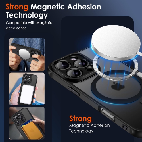Magnetic Matte Case for iPhone 16 Pro 6.3'' Case, Compatible with MagSafe, Anti-Slip and Drop-Proof Protective Cover, Translucent Slim Back Soft Edge