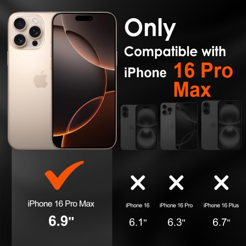 Paquet de 3 protecteurs d'écran en verre trempé pour iPhone 16 Pro Max, 6,9 po, 3 protecteurs d'objectif avec cadre Alignment, étui antirayure