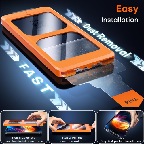 2 Pack for iPhone 16 Plus Screen Protector Instant Installation Auto-Dust Removal HD Clear , Unbreakable 9H+Hardness Shatterproof Tempered Glass