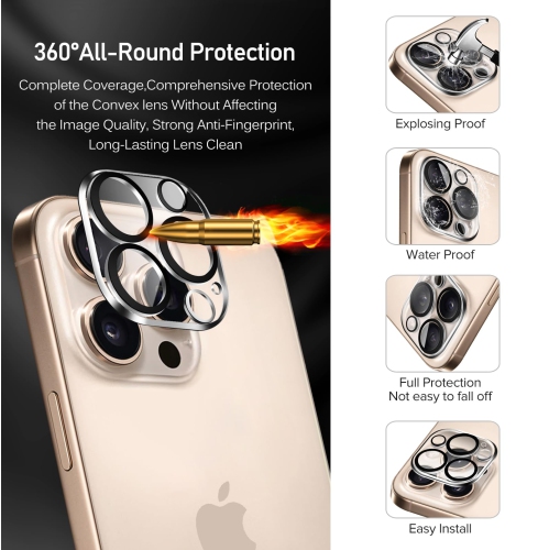 Pack Tempered Glass for iPhone 16 Pro Screen Protector 6.3'' 3 Pack with 3 Pack Camera Lens Protector with Alignment Frame , Anti-Scratch Case