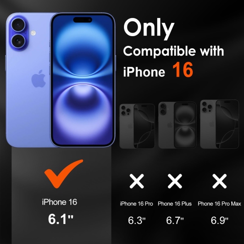 Paquet de 3 protecteurs d'écran en verre trempé pour iPhone 16 de 6,1 po avec 3 protecteurs d'objectif pour appareil photo avec cadre Alignment, étui
