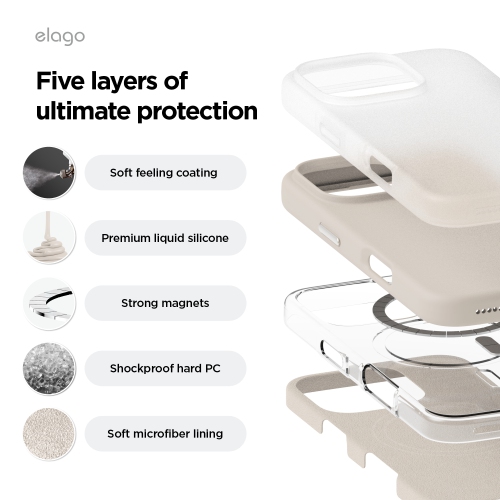 elago Magnetic Silicone Case Compatible with iPhone 16 Pro Case 6.3 Inch Compatible with All MagSafe Accessories - Built-in Magnets, Soft Grip