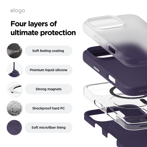 elago Magnetic Silicone Case Compatible with iPhone 16 Pro Case 6.3 Inch Compatible with All MagSafe Accessories - Built-in Magnets, Soft Grip