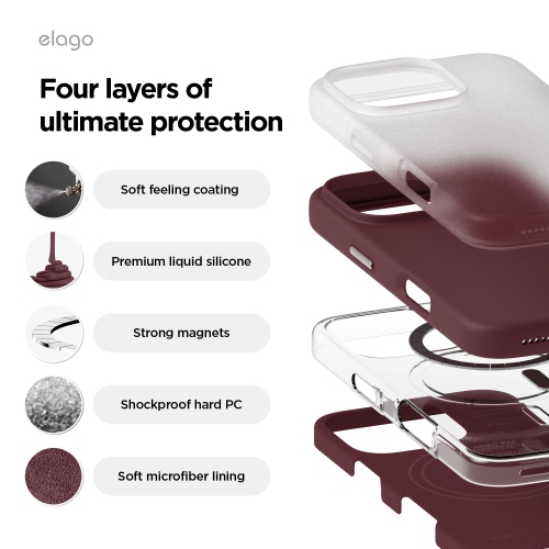 elago Magnetic Silicone Case Compatible with iPhone 16 Pro Case 6.3 Inch Compatible with All MagSafe Accessories - Built-in Magnets, Soft Grip