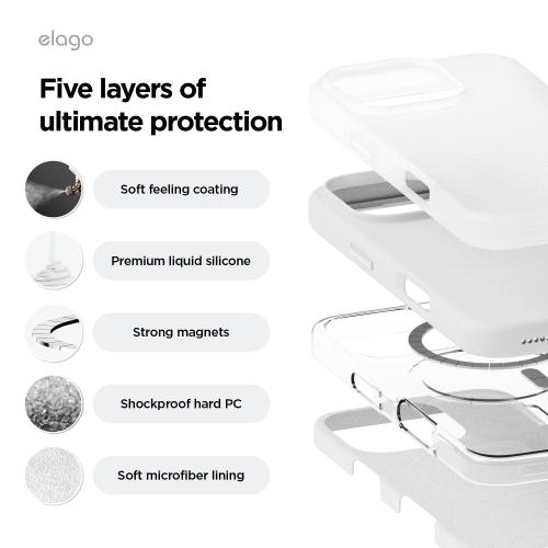 elago Magnetic Silicone Case Compatible with iPhone 16 Pro Case 6.3 Inch Compatible with All MagSafe Accessories - Built-in Magnets, Soft Grip