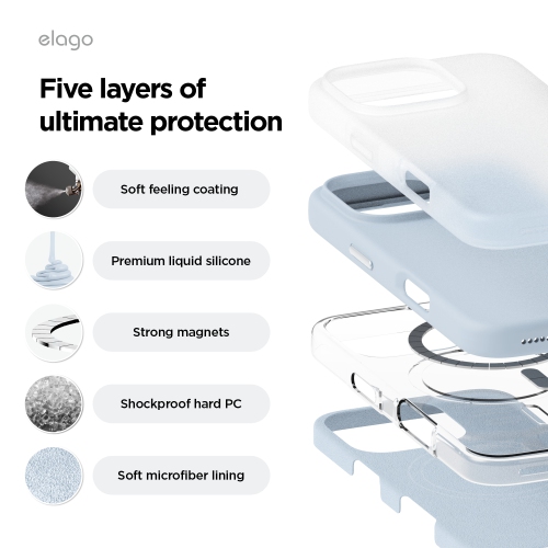 elago Magnetic Silicone Case Compatible with iPhone 16 Pro Case 6.3 Inch Compatible with All MagSafe Accessories - Built-in Magnets, Soft Grip