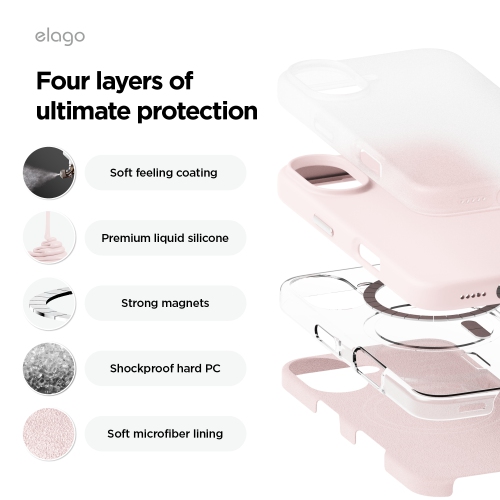 elago Magnetic Silicone Case Compatible with iPhone 16 Case 6.1 Inch Compatible with All MagSafe Accessories - Built-in Magnets, Soft Grip Silicone,